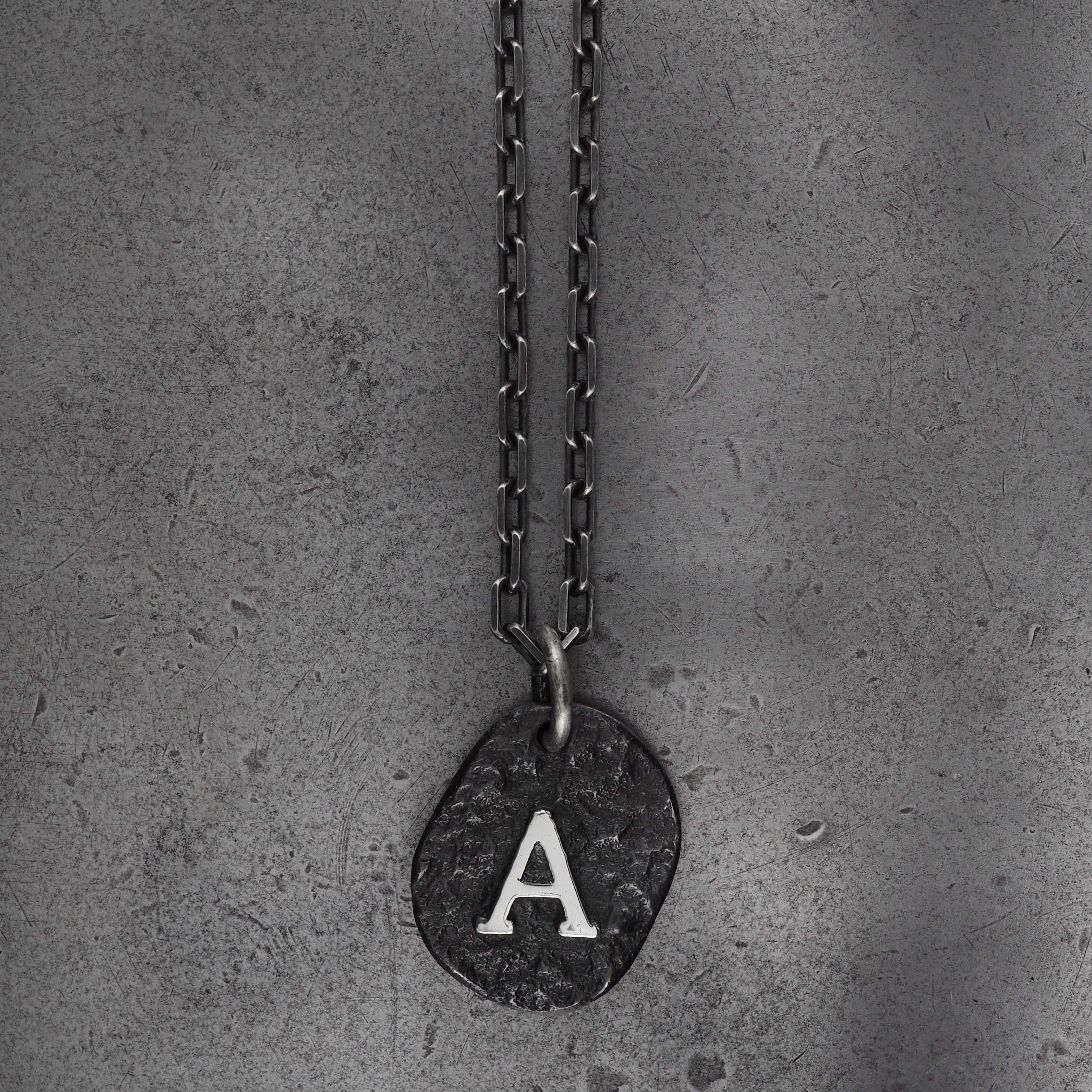 Terra rounded initial pendant large sterling silver