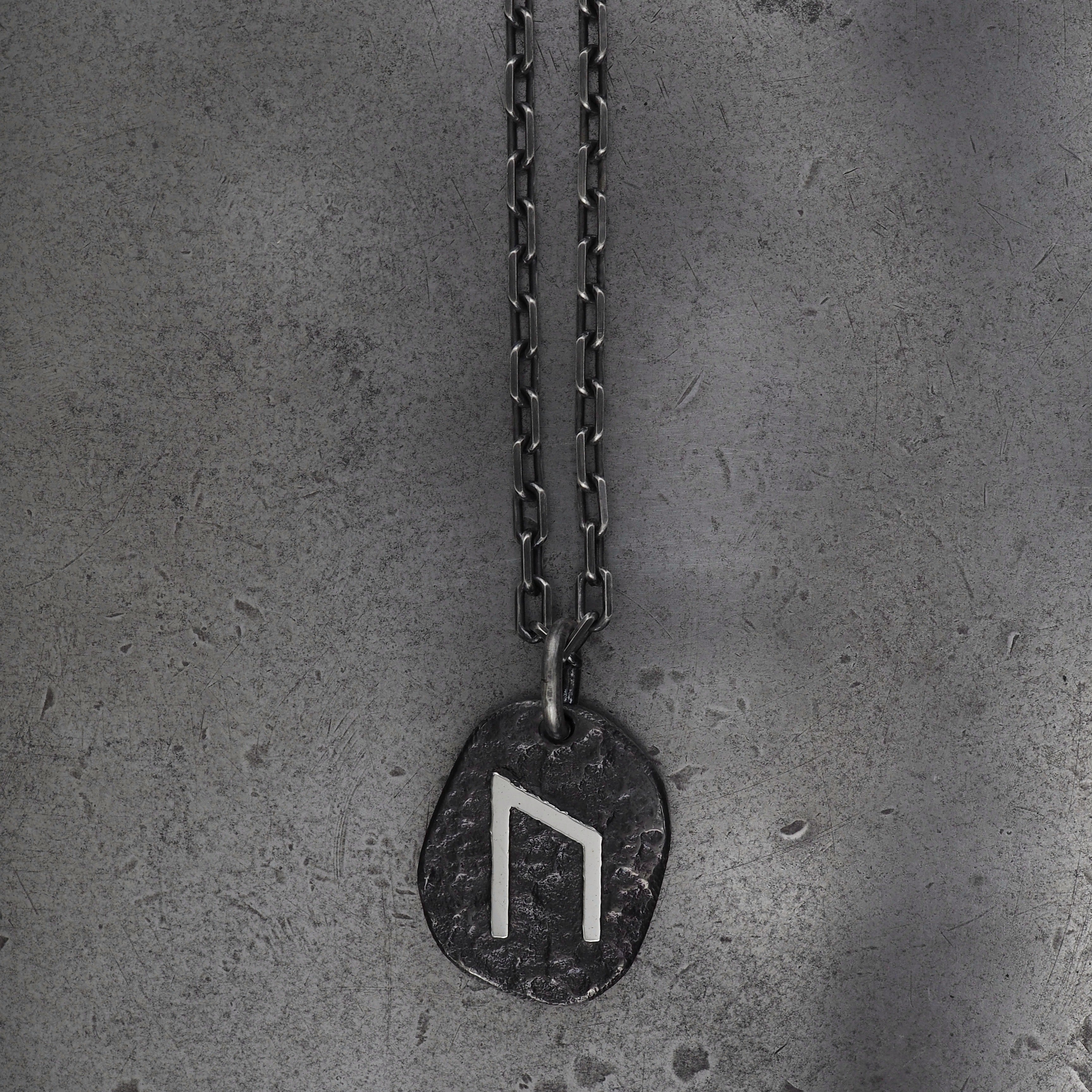Terra rounded Uruz pendant large sterling silver