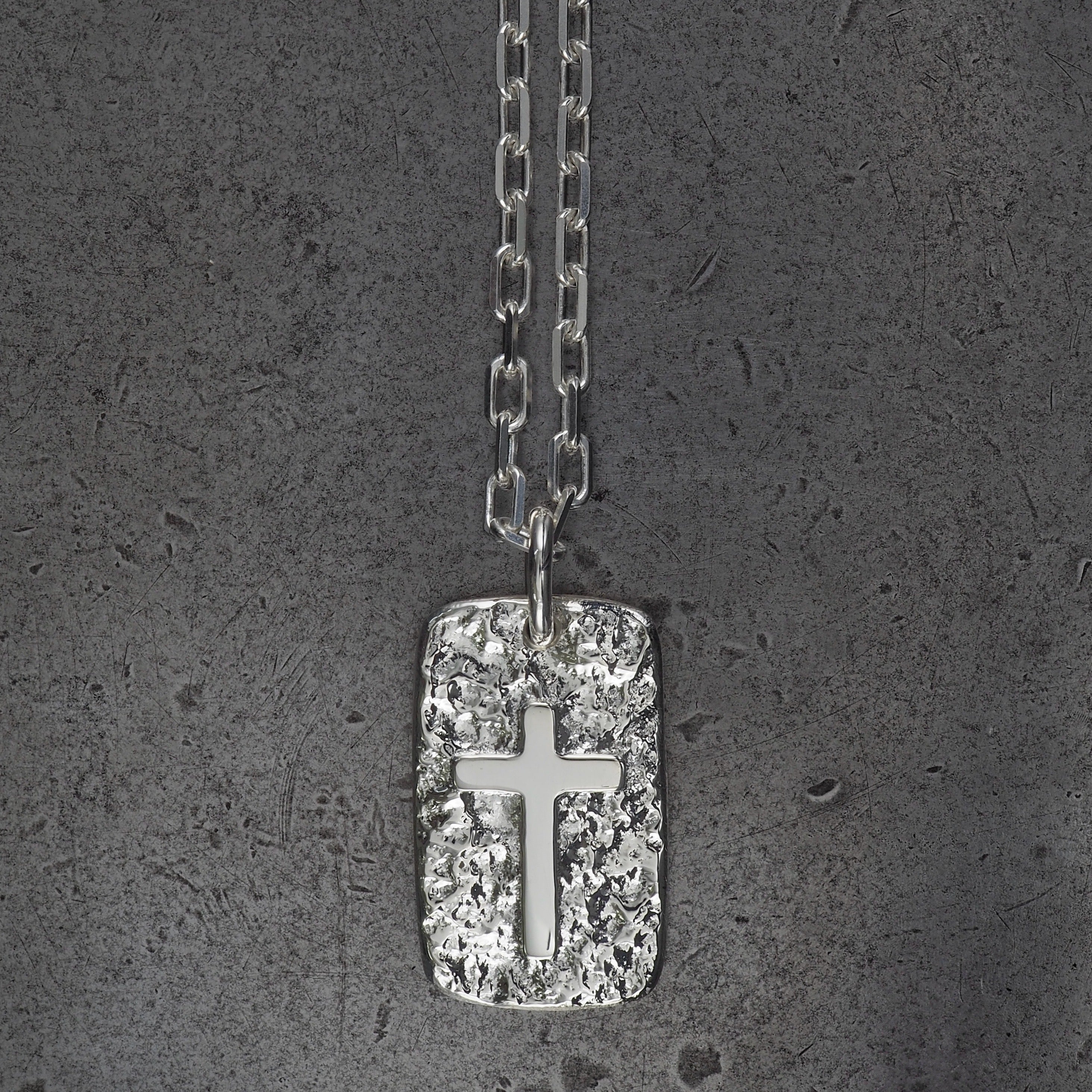 Terra rectangle cross I pendant large sterling silver
