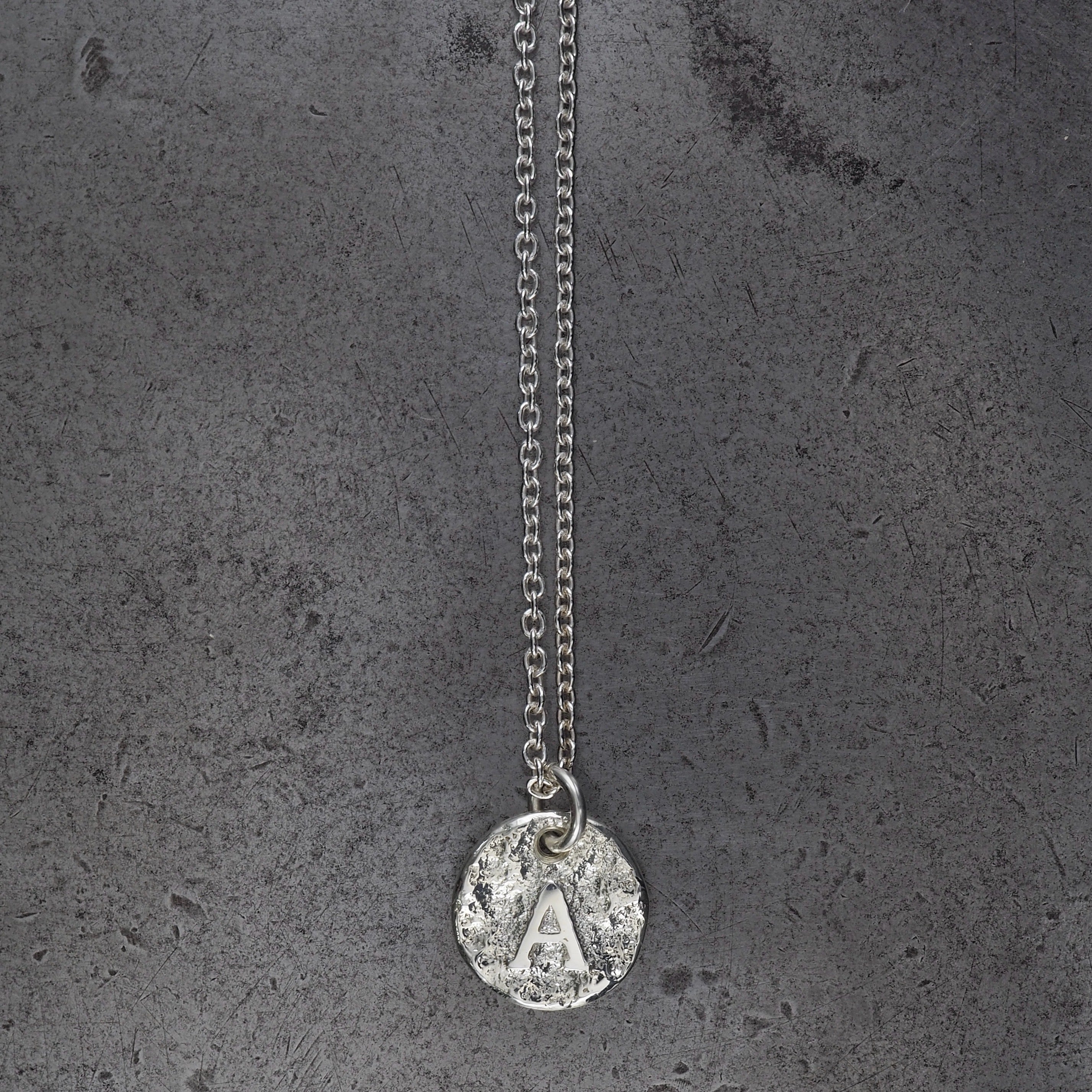 Terra round initial pendant small sterling silver
