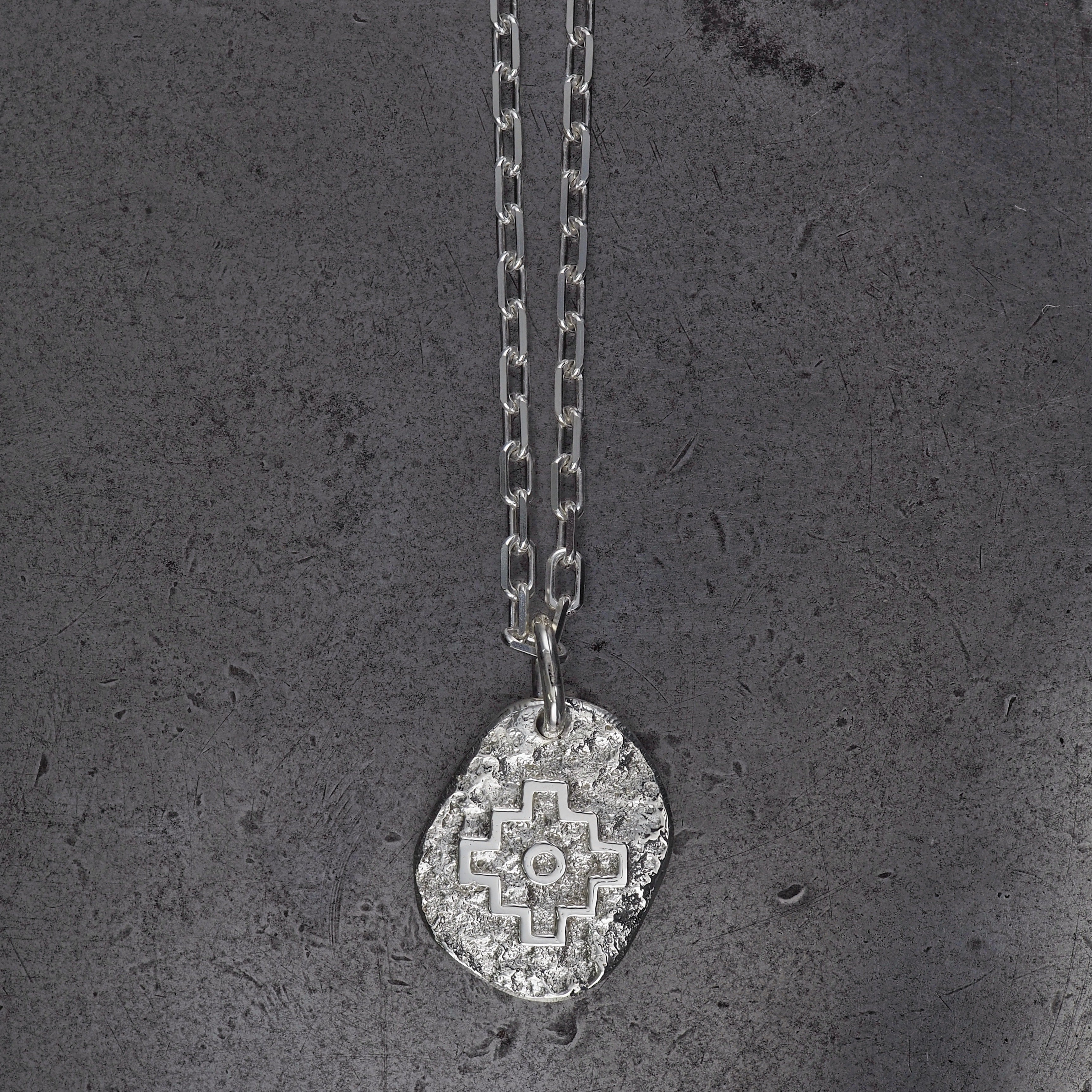 Terra rounded Chakana pendant large sterling silver