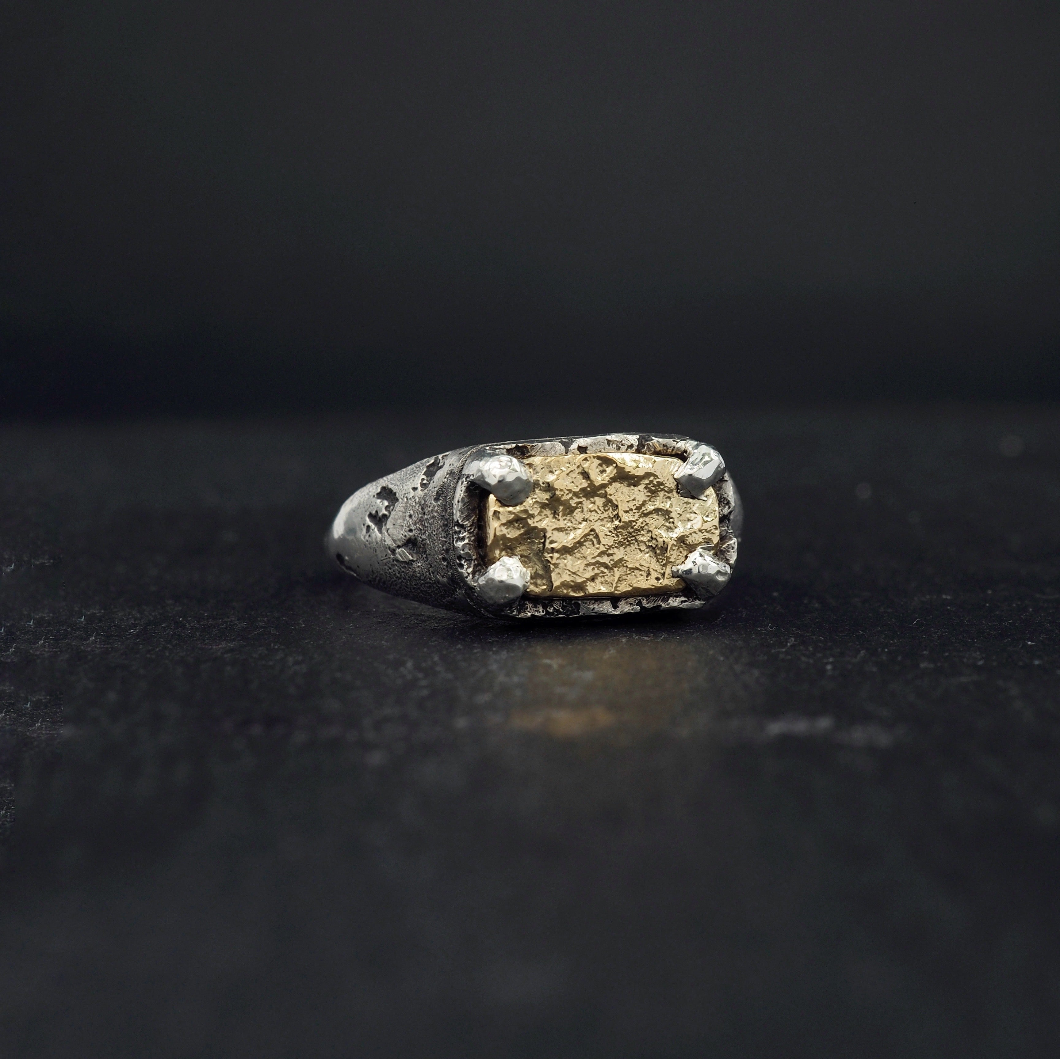 Terra medallion rectangle signet small + green sapphire