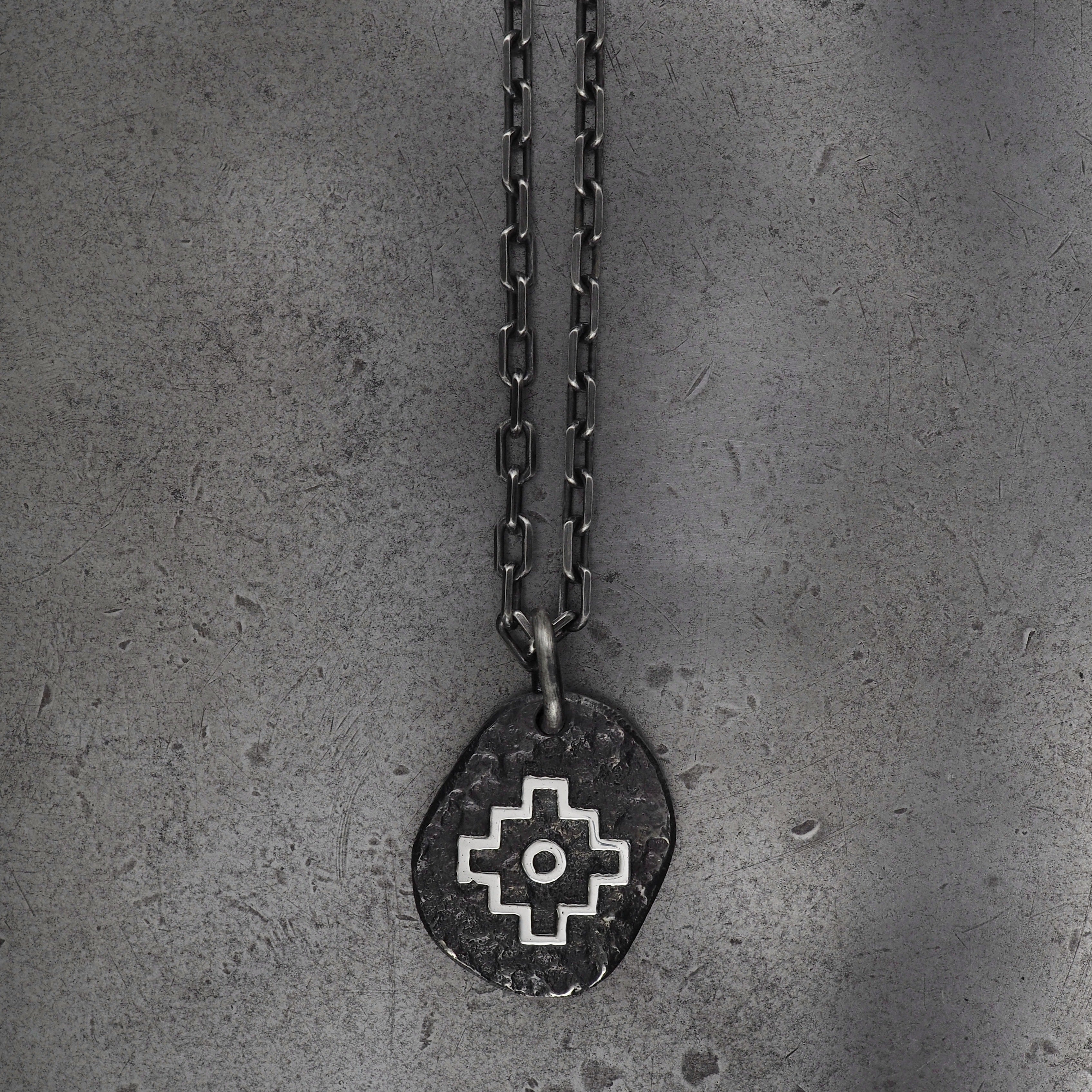 Terra rounded Chakana pendant large sterling silver