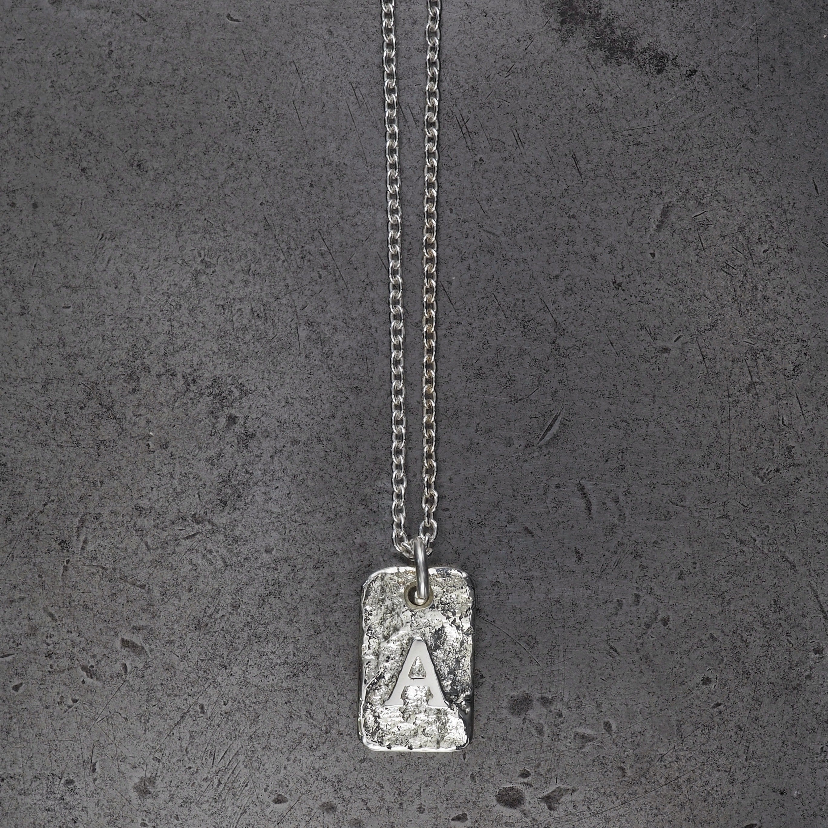 Terra rectangle initial pendant small sterling silver