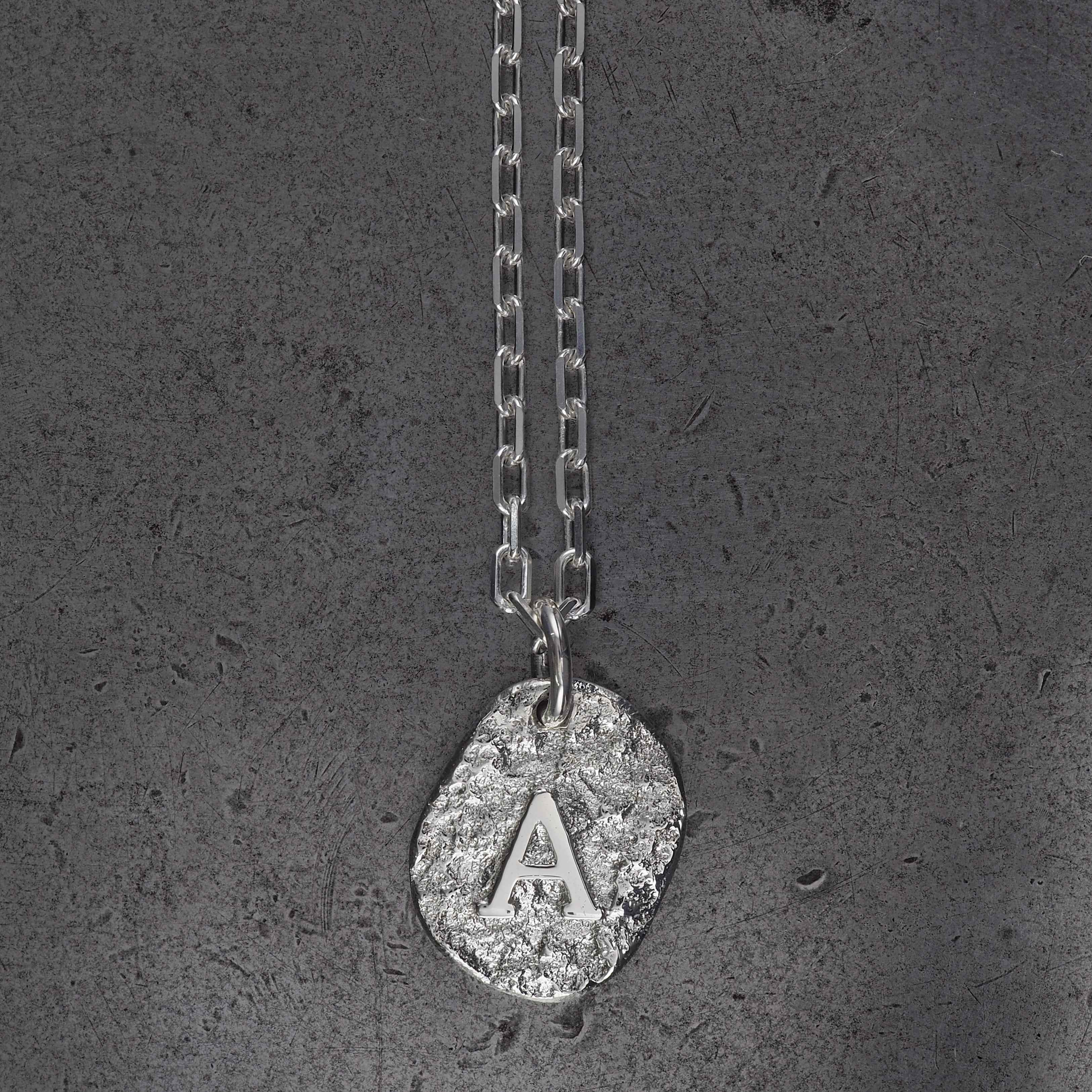 Terra rounded initial pendant large sterling silver