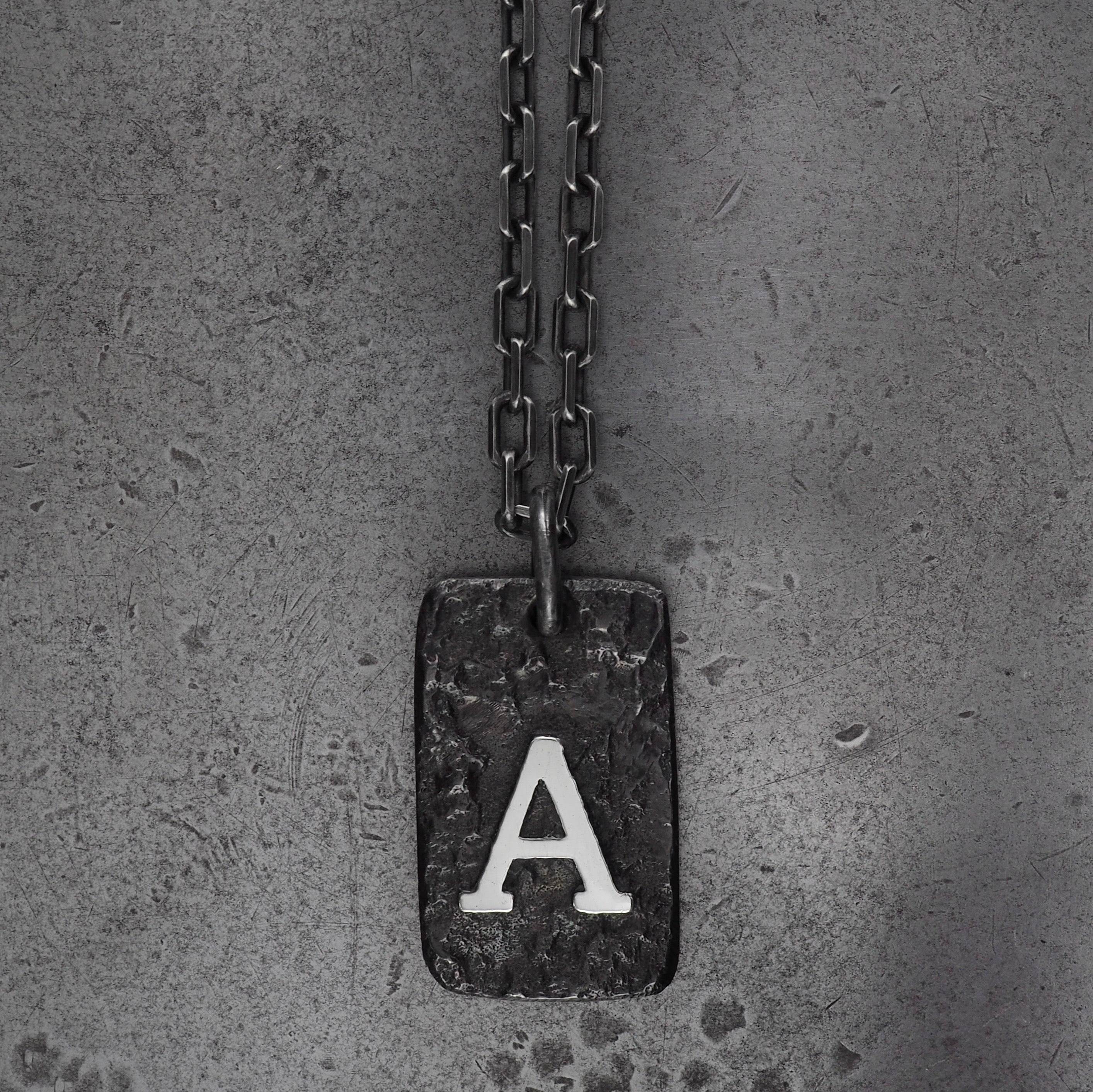 Terra rectangle initial pendant large sterling silver