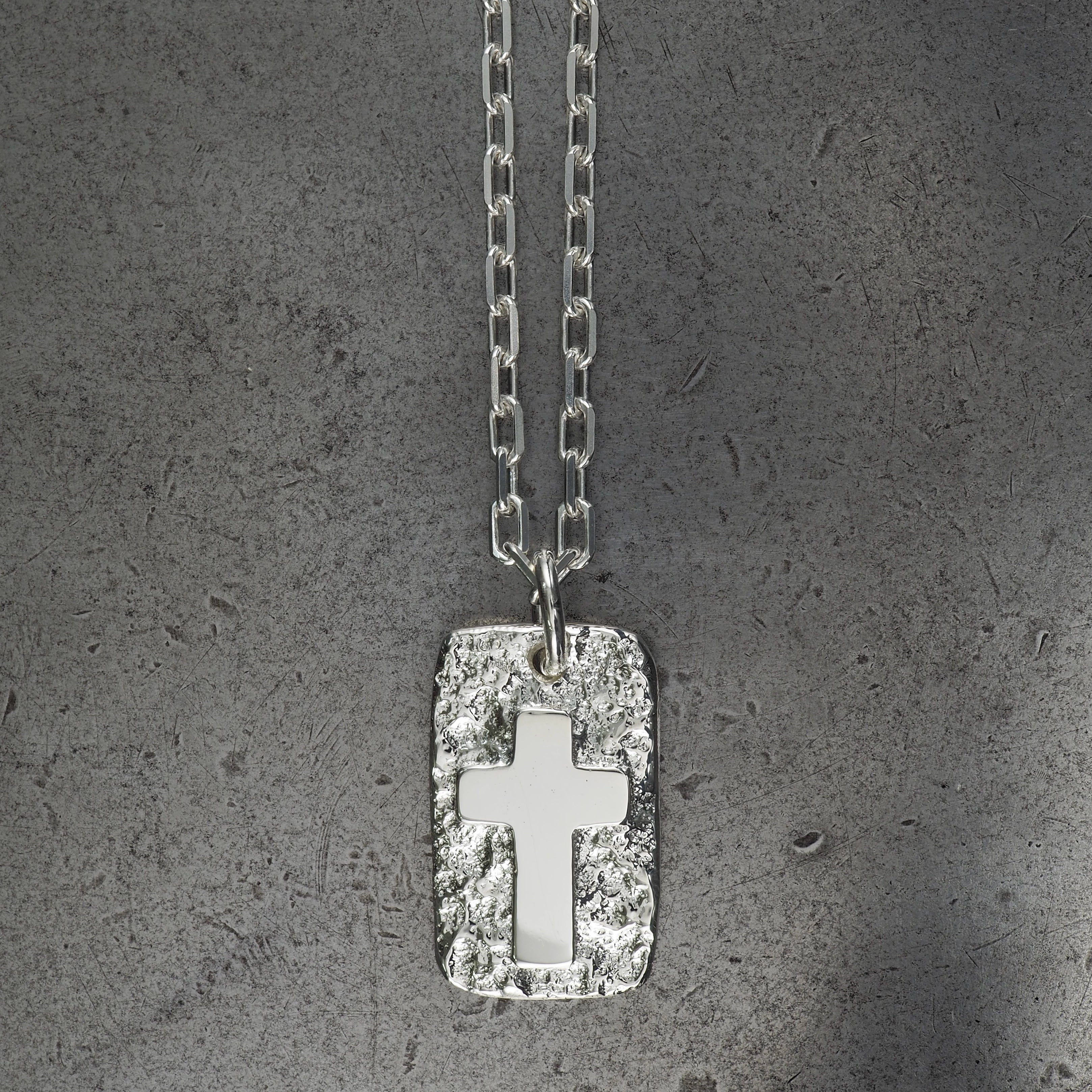 Terra rectangle cross II pendant large sterling silver