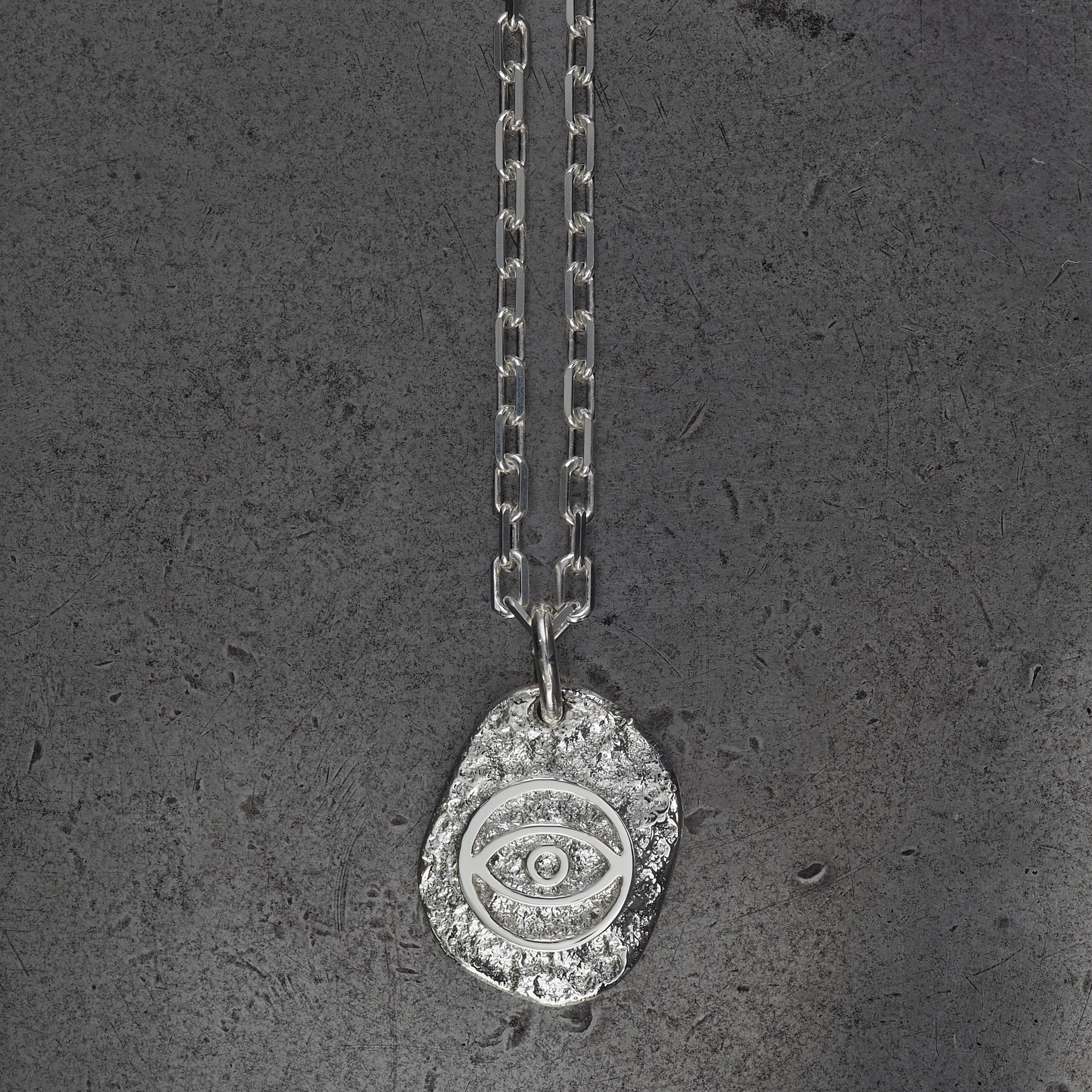 Terra rounded evil eye II pendant large sterling silver