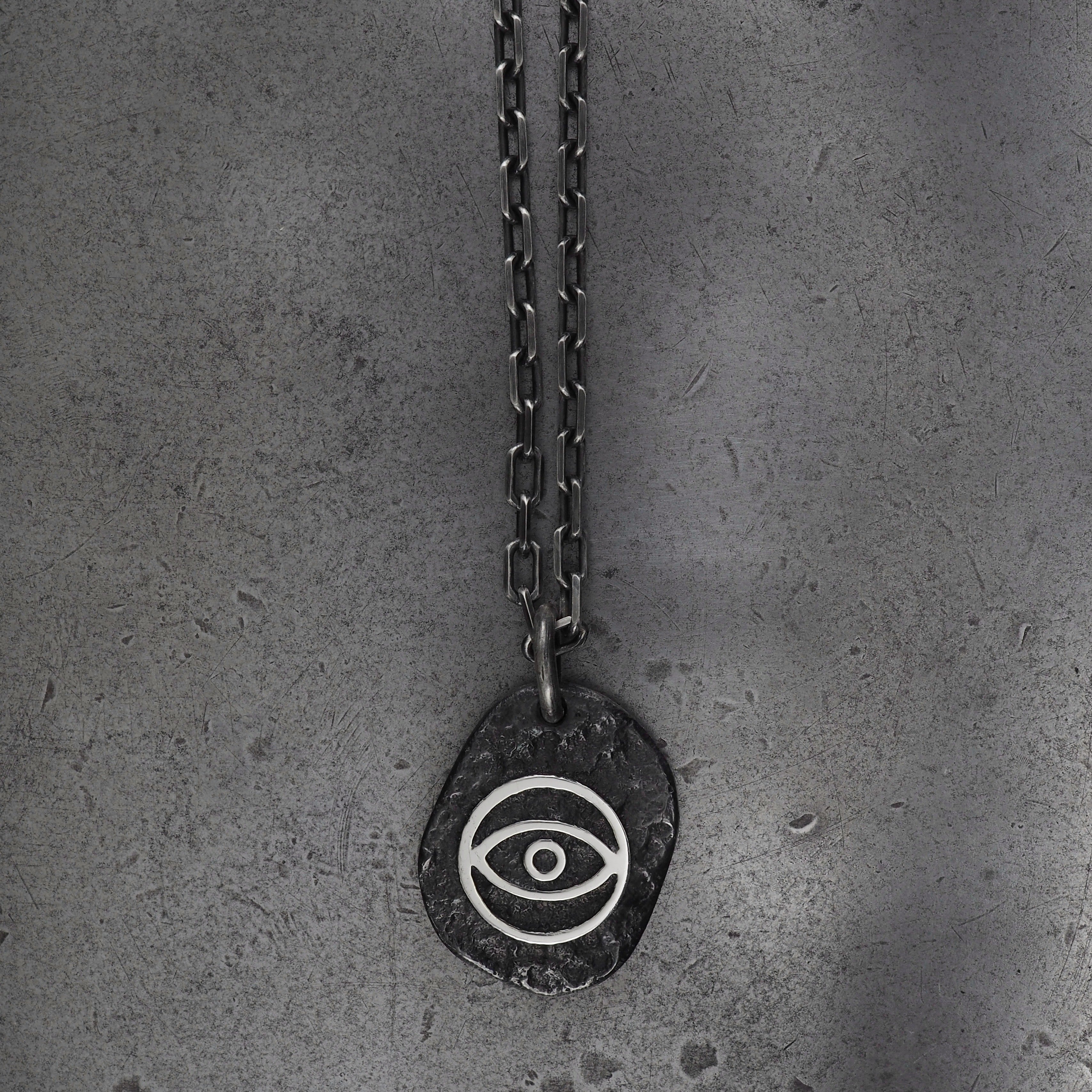 Terra rounded evil eye II pendant large sterling silver