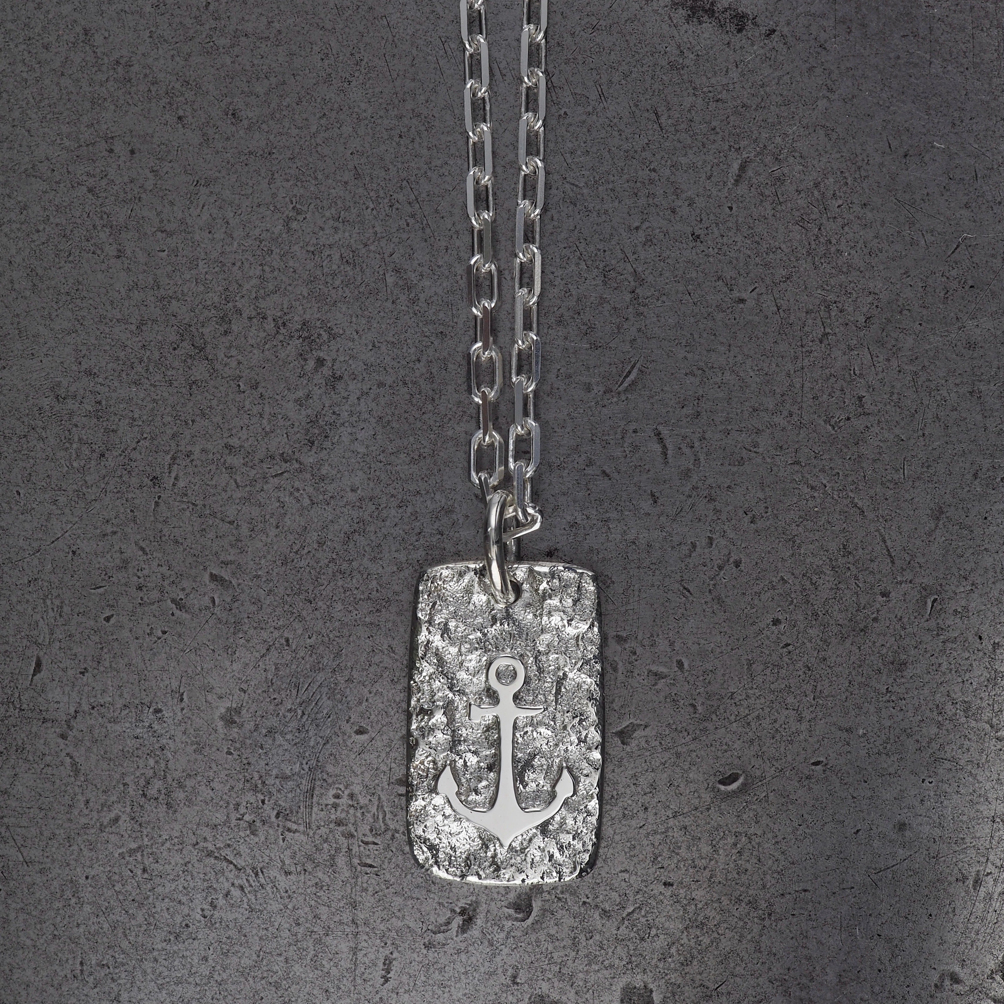 Terra rectangle anchor pendant large sterling silver