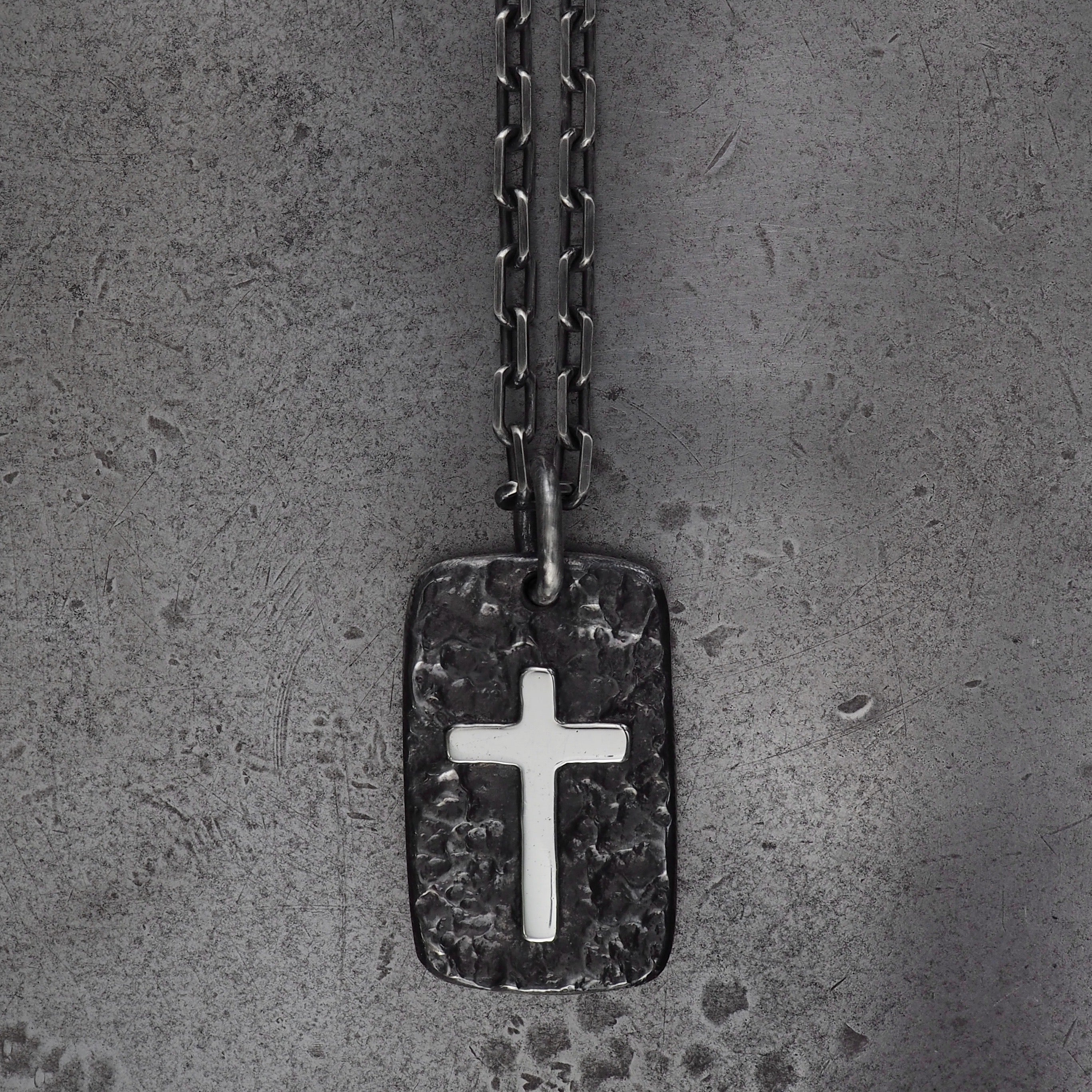 Terra rectangle cross I pendant large sterling silver