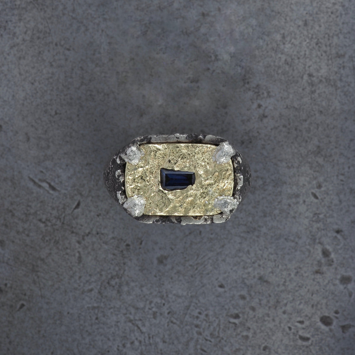 Terra medallion rectangle signet + blue sapphire size P