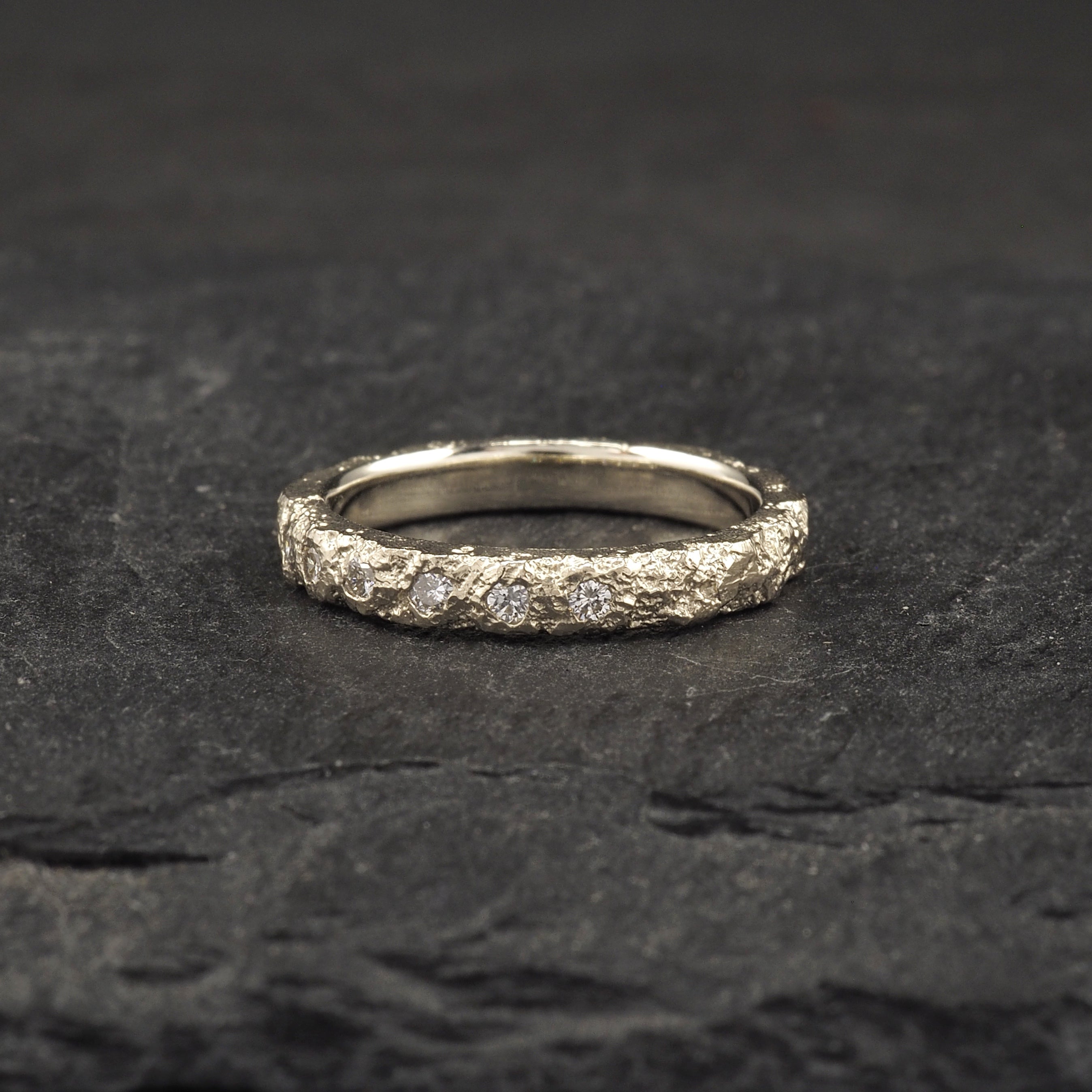 Crater Diamond Band 18k White Gold