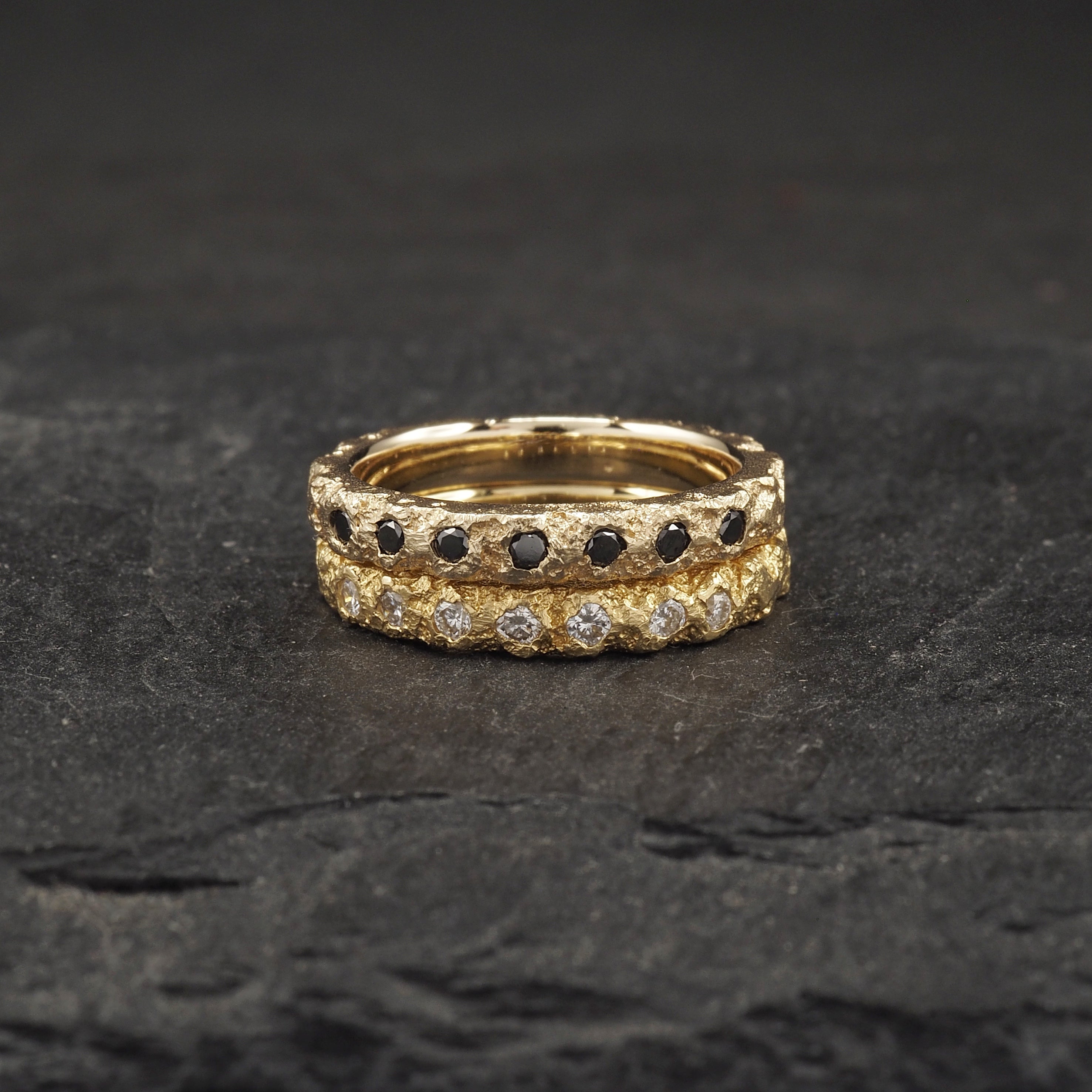 Custom 22k Crater 2.2mm Diamond Band