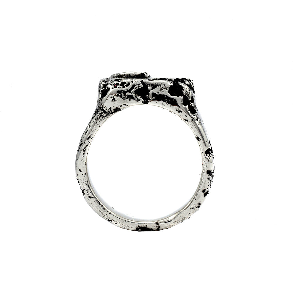 travel inspired unique rough solid sterling silver chunky Eon signet ring ruin alternative wedding ring