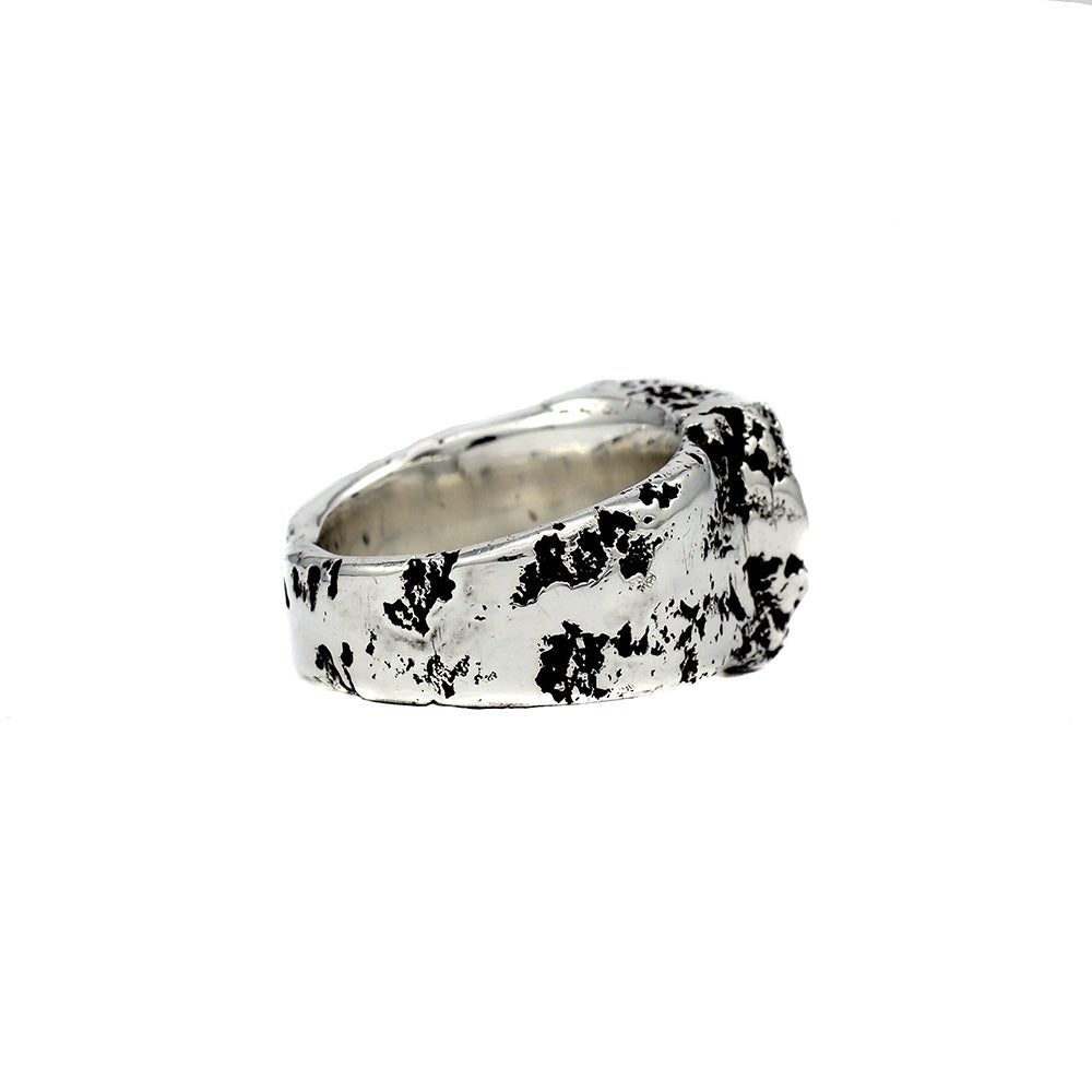 travel inspired unique rough solid sterling silver chunky Eon signet ring ruin alternative wedding ring