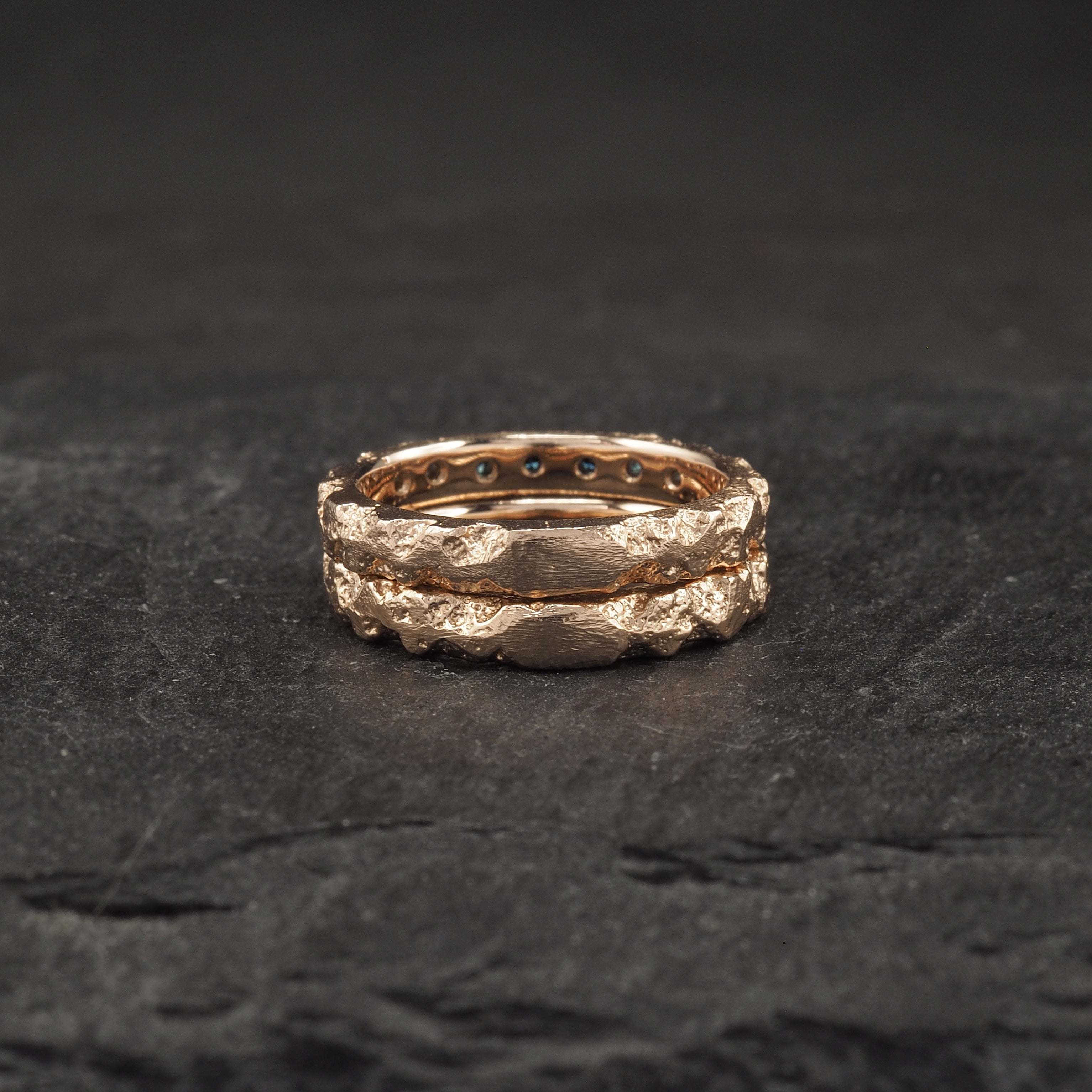 Crater Diamond Band Small - 9k Rose Gold