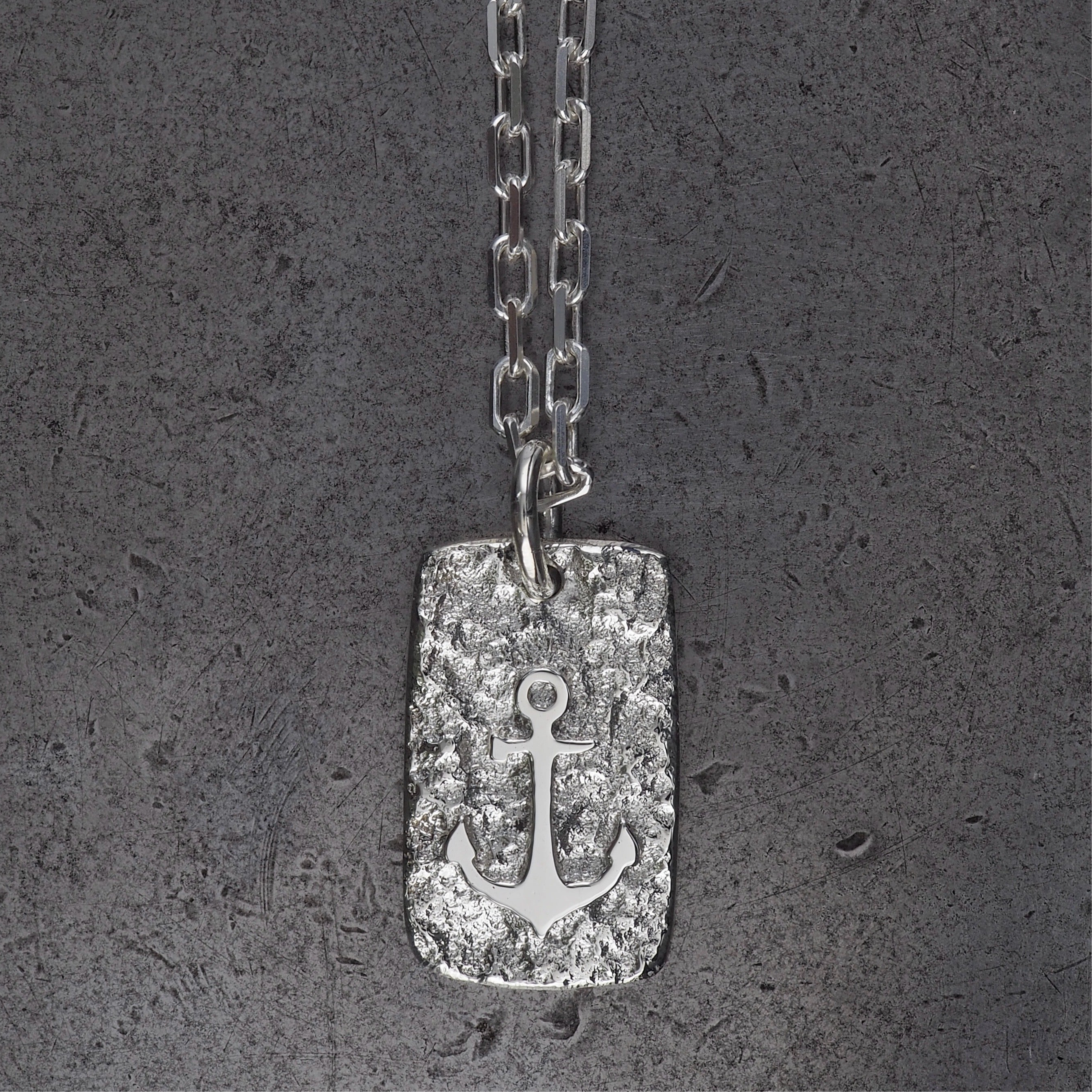 Terra rectangle anchor pendant large sterling silver