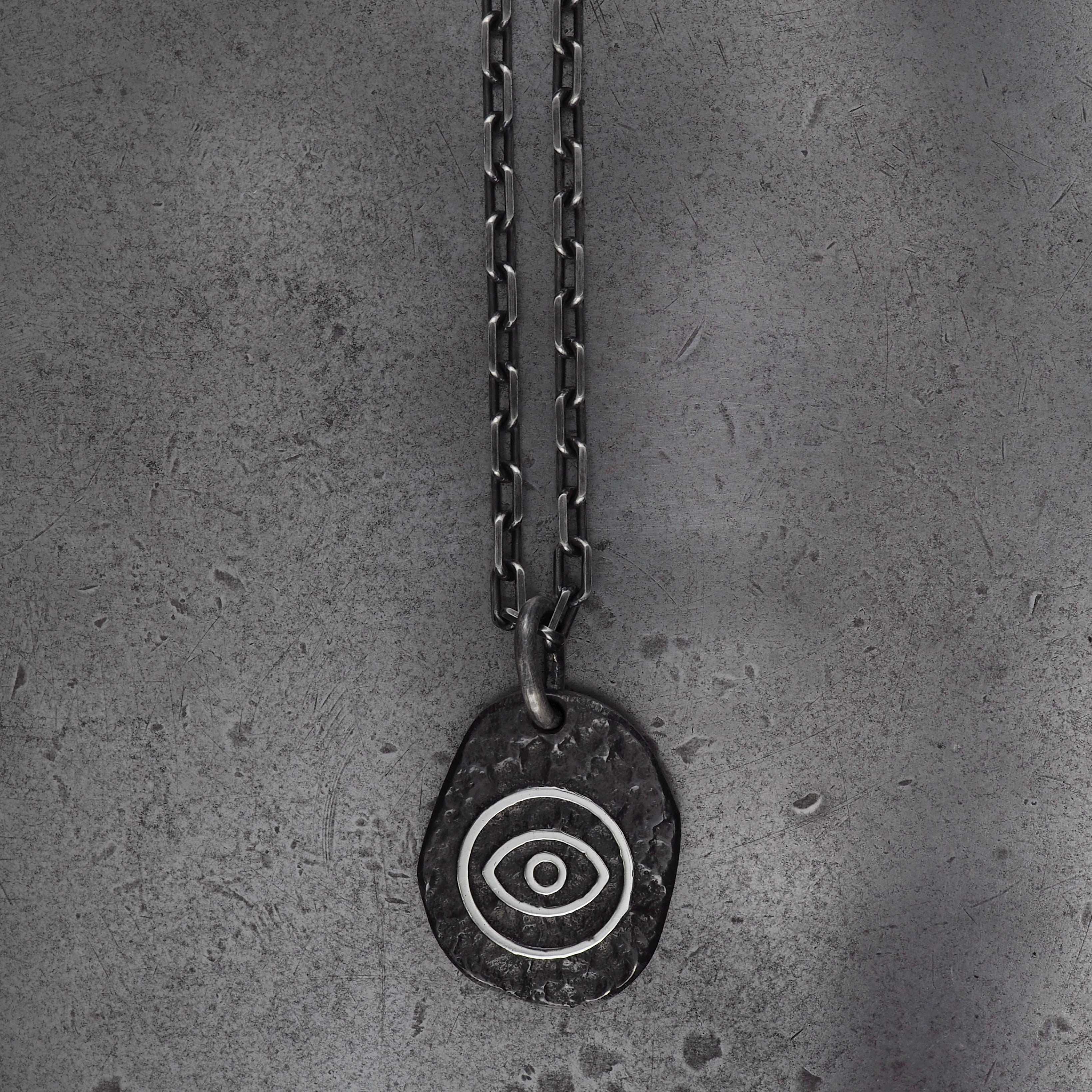 Terra rounded evil eye III pendant large sterling silver