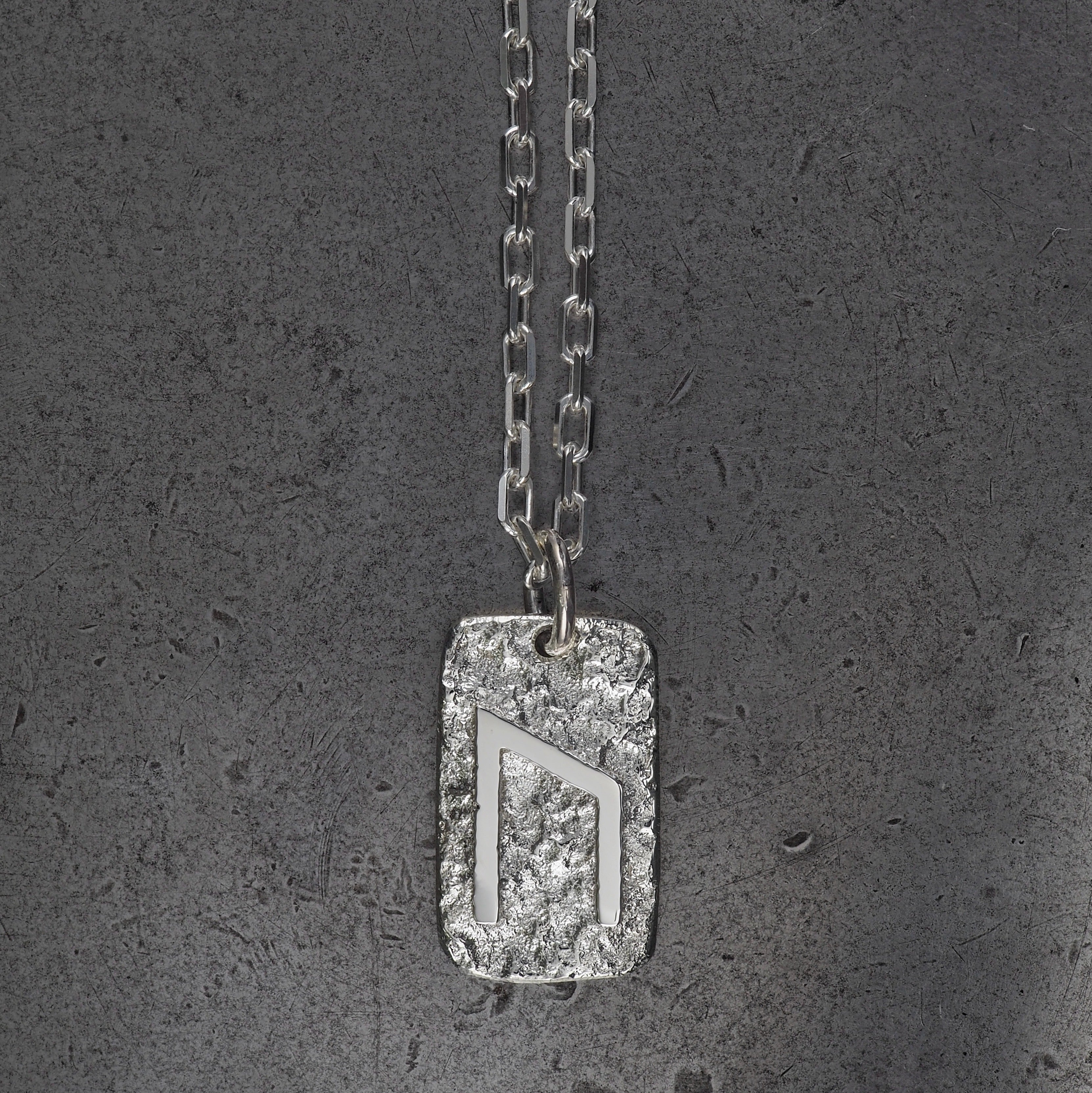 Terra rectangle Uruz pendant large sterling silver