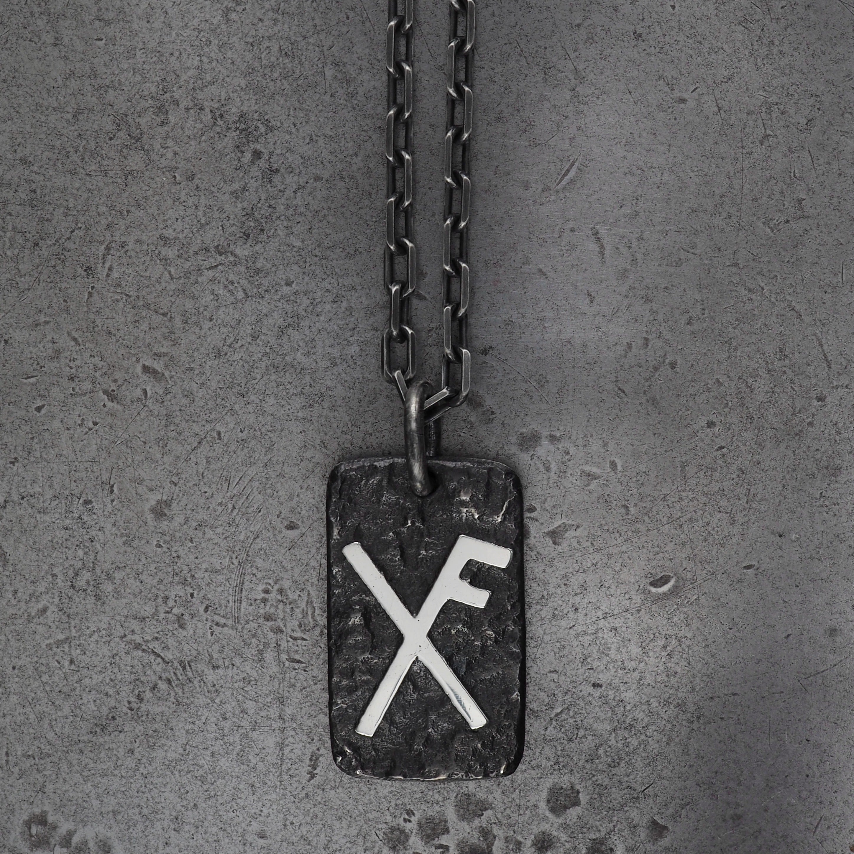 Terra rectangle Gibu Auja pendant large sterling silver
