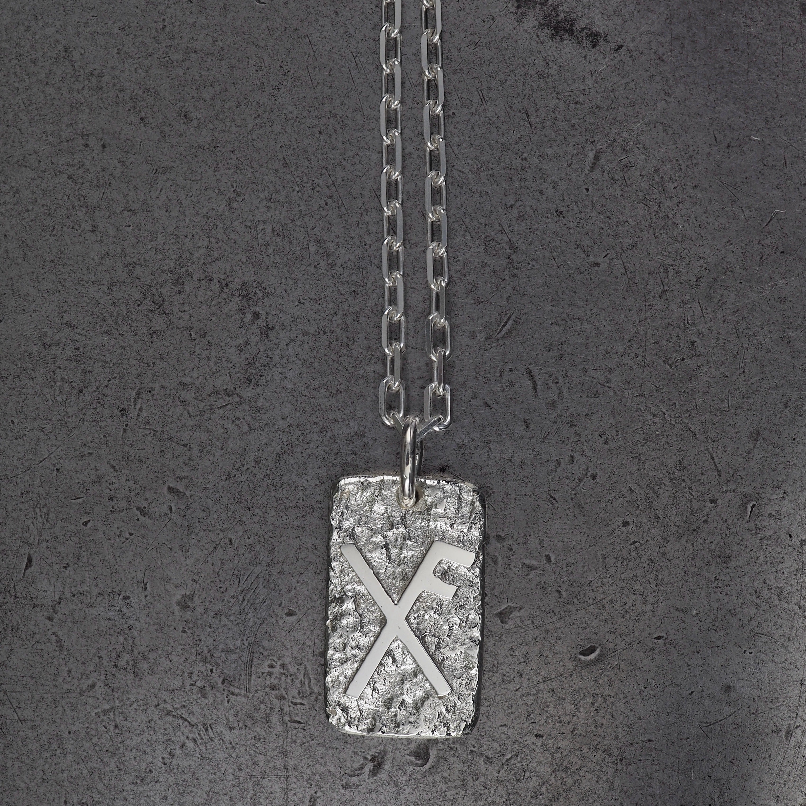 Terra rectangle Gibu Auja pendant large sterling silver