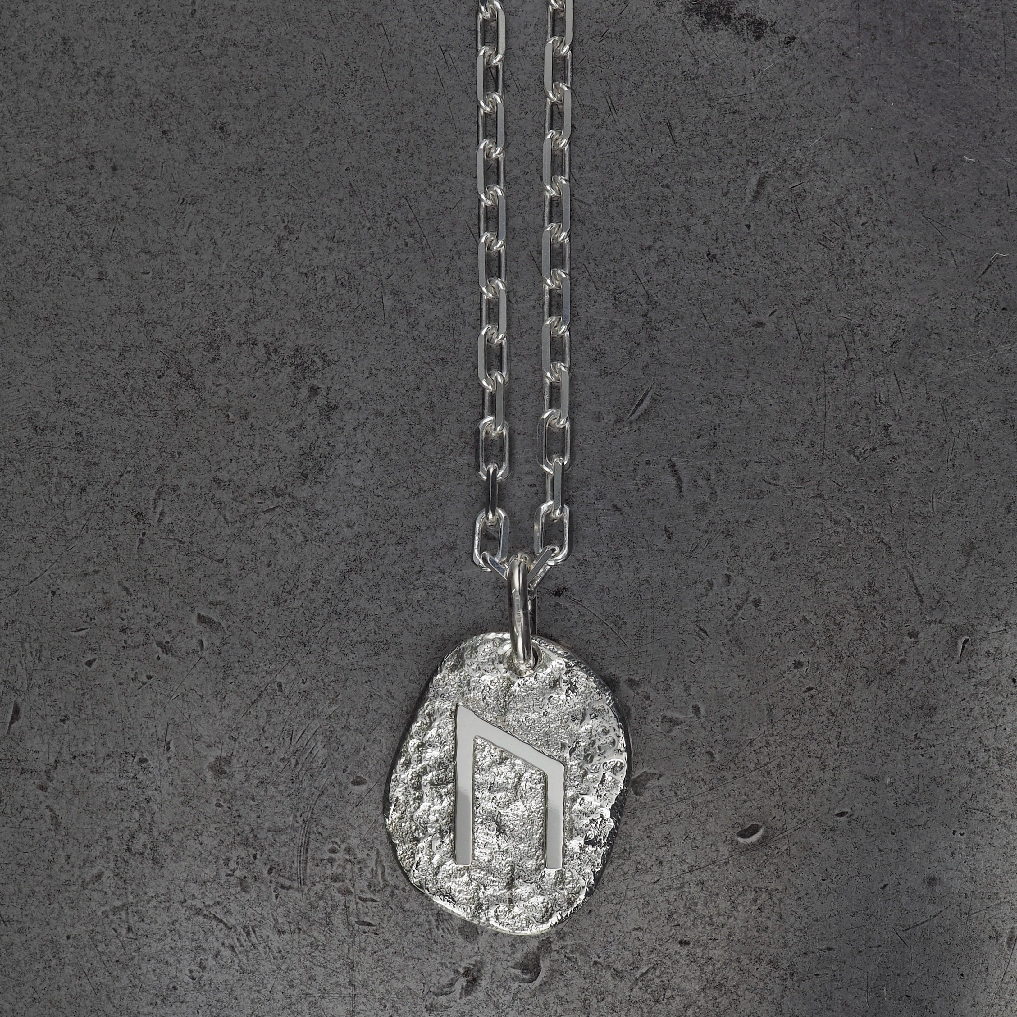 Terra rounded Uruz pendant large sterling silver