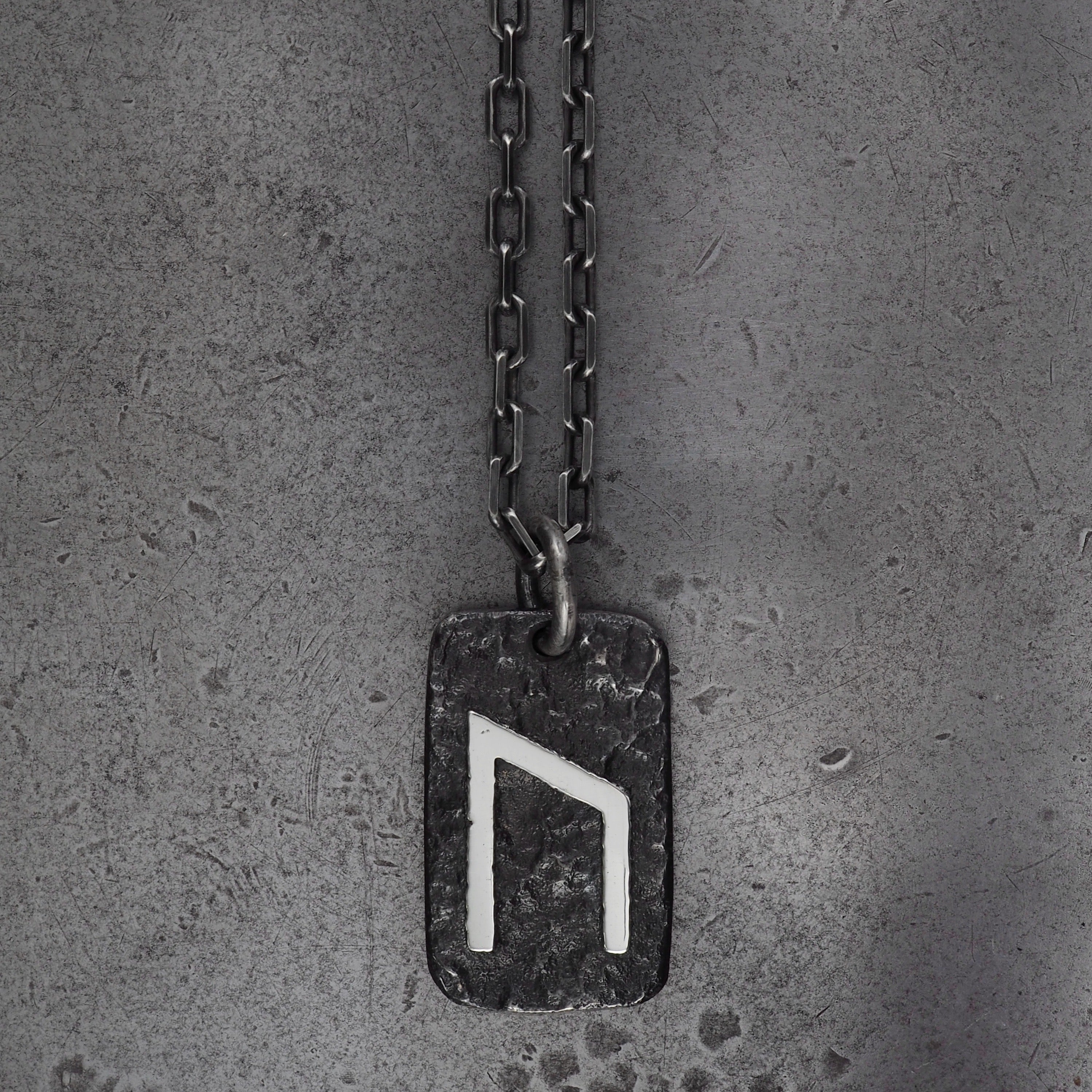 Terra rectangle Uruz pendant large sterling silver