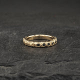 Crater Diamond Band 18k Yellow Gold Aqua blue