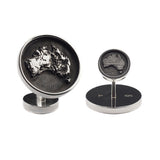 travel inspired modern men's sterling silver ball return detailed topographical map Australia Memento cufflinks
