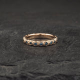 Crater diamond ring 9k rose gold + blue diamond