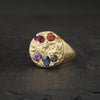 Terra large signet 18k yellow gold + gemstones