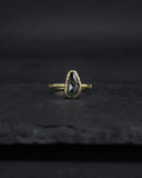 Crater Yellow Gold Ring + Rose Cut Parti Sapphire