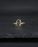 Crater Yellow Gold Ring + Rose Cut Parti Sapphire